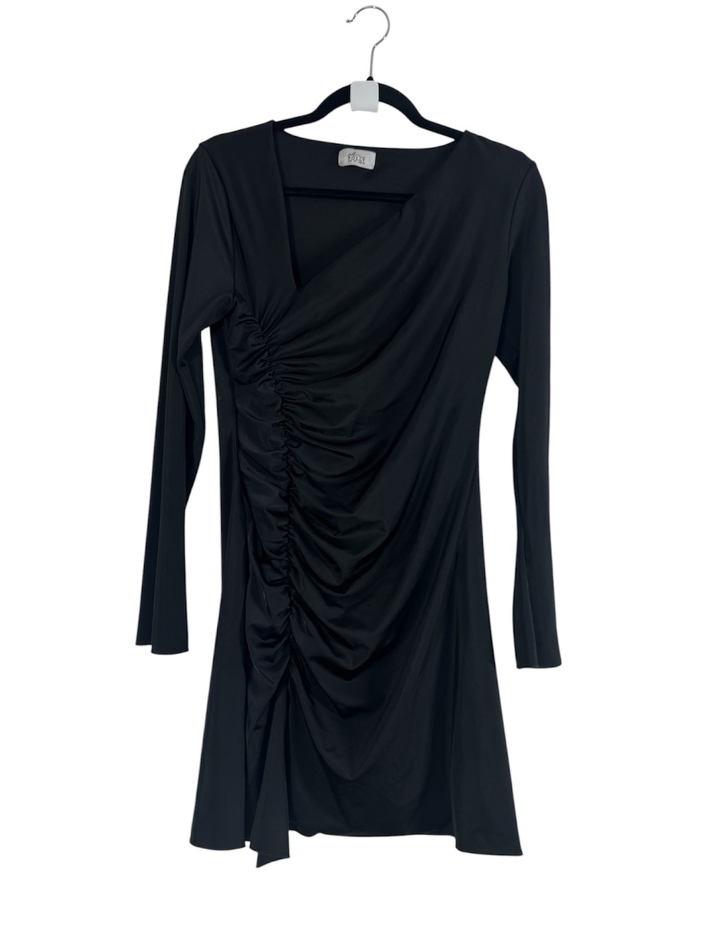 Oh Polly Dress Long Sleeve Asymmetric Ruched Fitted Cocktail